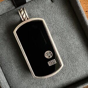David Yurman XL XLarge Black Onyx Dog Tag Pendant - RARE